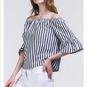 Striped Off Shoulder Bell Sleeve Top ❤️🌸❤️🌸